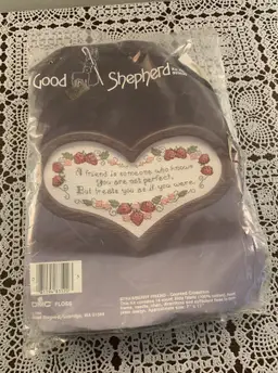 Vtg Good Shepherd Counted Cross Stitch Kit 803520 Strawberry Friend Heart Frame