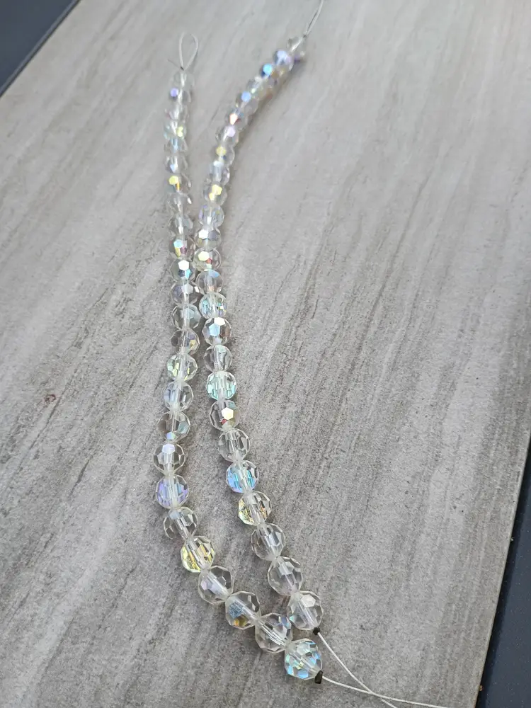 50 count 8mm Vintage Swarovski Crystal Aurora Borealis Clear Beads