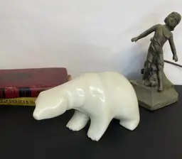 Michael Binkley Polar Bear, Hand Carved Marble Bear, Original Sculpture