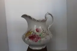 Antique 7 In Semi Porcelain Ewer With Floral Pattern (See Photos) WMCO