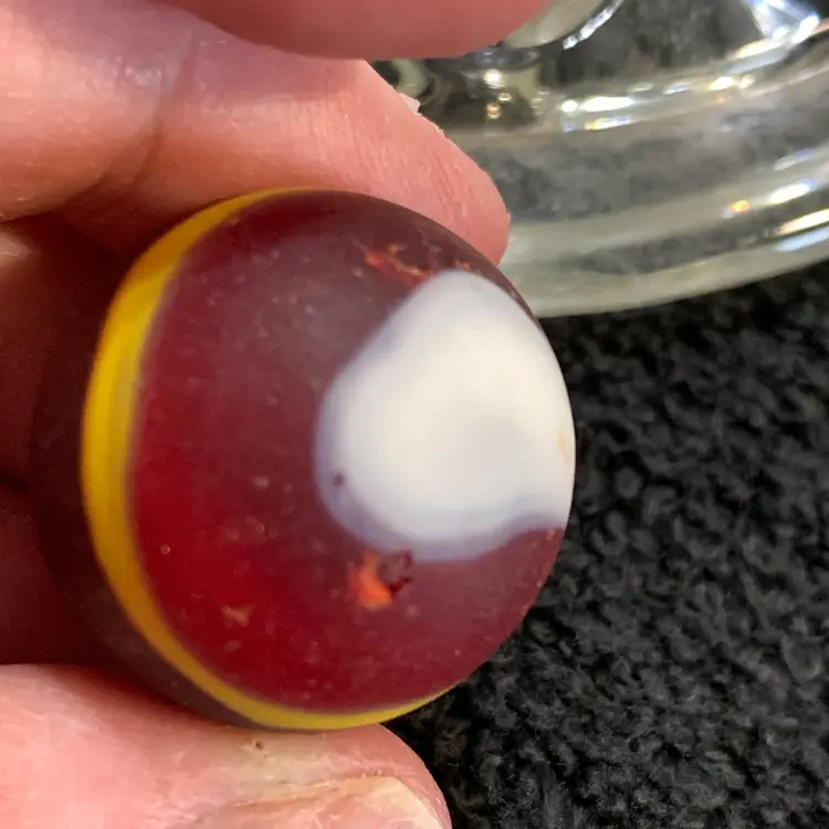 Red w/Yellow & White Swirl Glass Marble 1-Inch #1