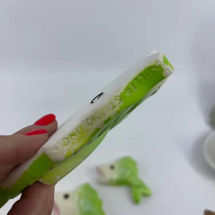 Miller Studios 1972 Green Big Mouth Chalkware Fish Set 3-5”