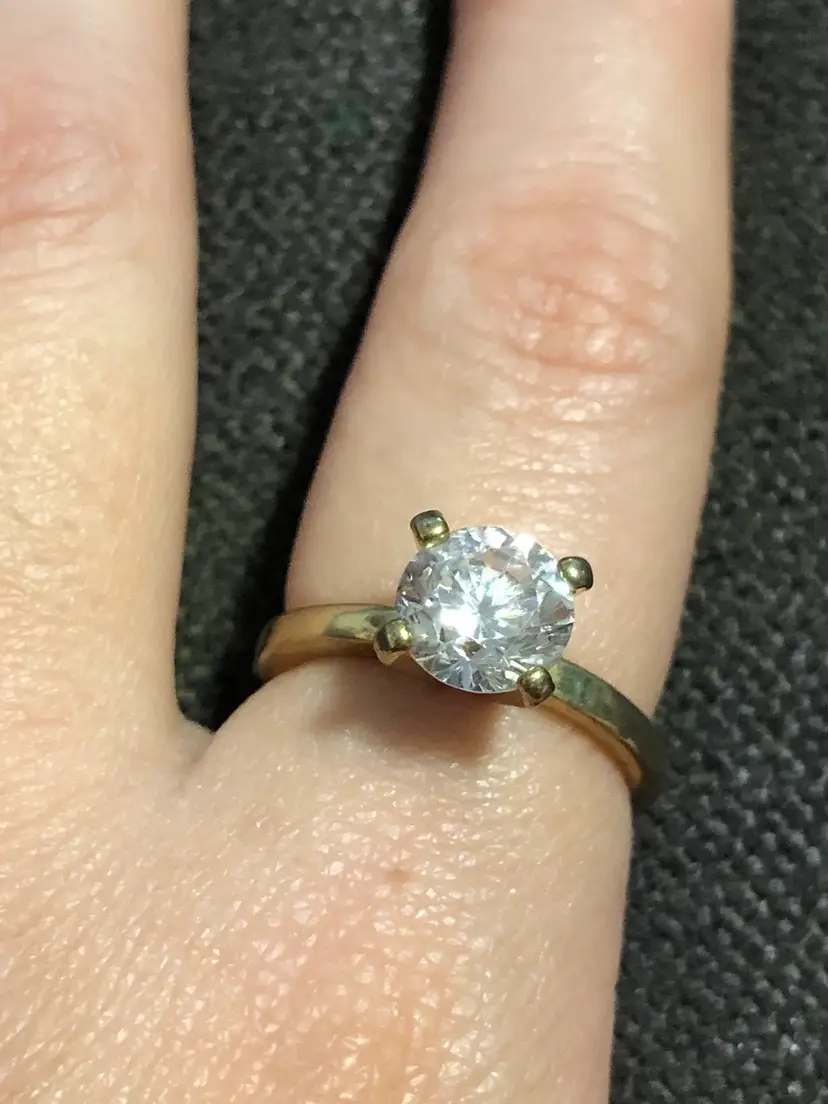 Gold-Tone Round Cut CZ Size 8 Ring