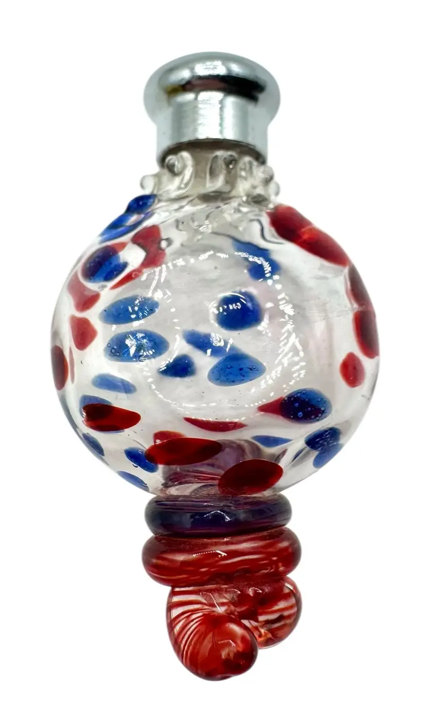 Four Sisters Art Glass Mini Perfume Bottle Salt Pepper Shaker Blue Red 2.75”