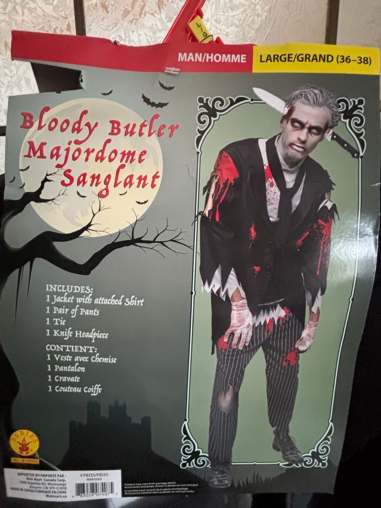 BLOODY BUTLER HALLOWEEN COSTUME SIZE L (36-38)