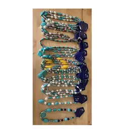Lot Of 20 Faux Turquoise Pearl Beaded Necklaces
