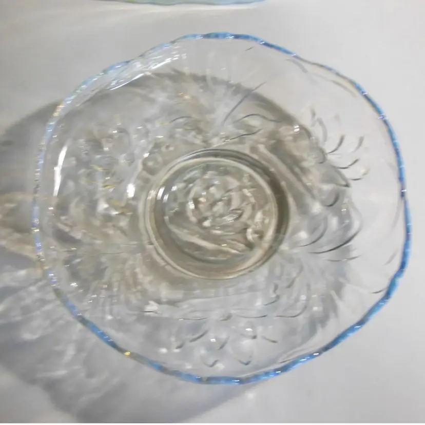 Antique Fenton Glass, Blue Opalescent Waterlily & Cattails (Pattern 8) Edged Platter RARE 1908-1912