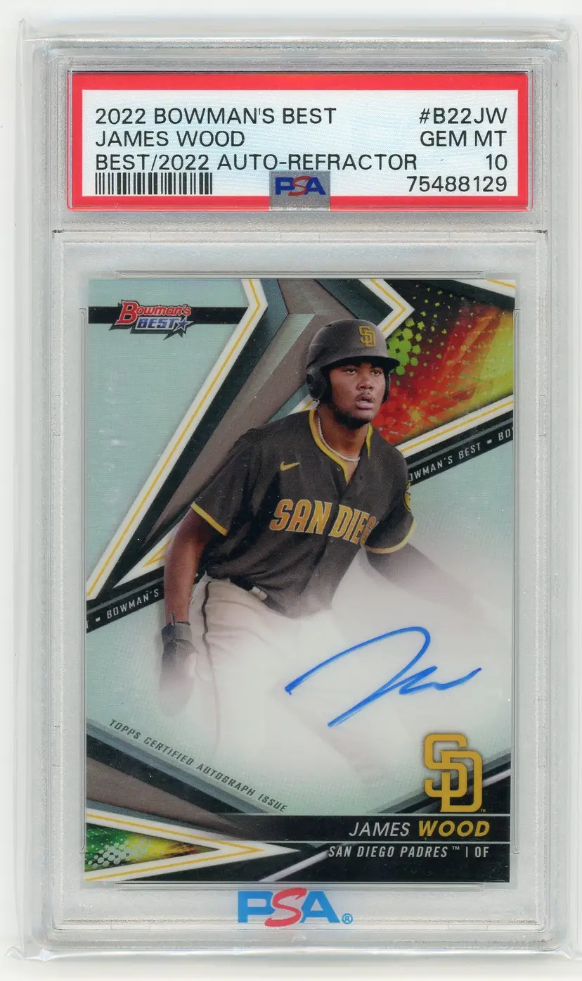 James Wood 2022 Bowman's Best Auto Refractor RC PSA 10 #B22JW Padres C3101