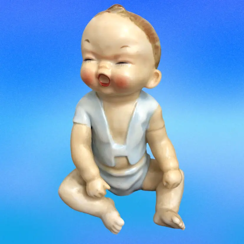 Napco WEIRDO Porcelain Sitting Crying Or Laughing Baby Piano Baby Figurine S132A Vintage