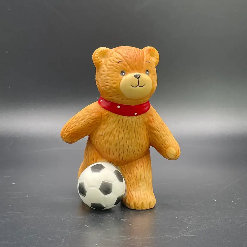 Enesco Lucy & Me Bear with Soccer Ball Ceramic Anthropomorphic Vintage Figurine