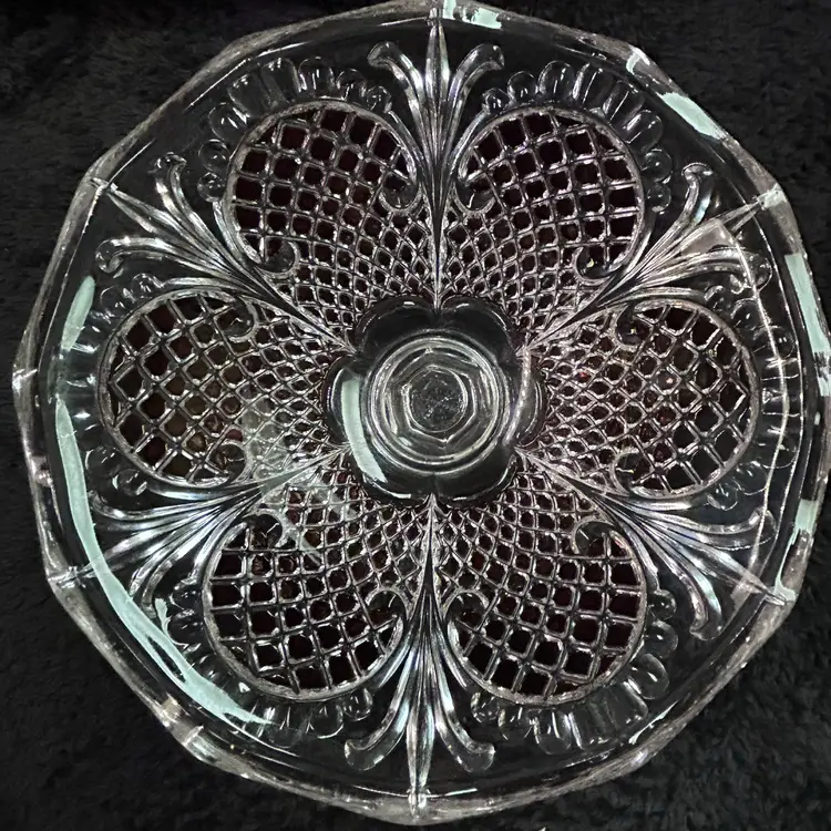 Vintage Westmoreland Glass Pedestal Dish Wakefield Pattern W/Ruby Red Flashing