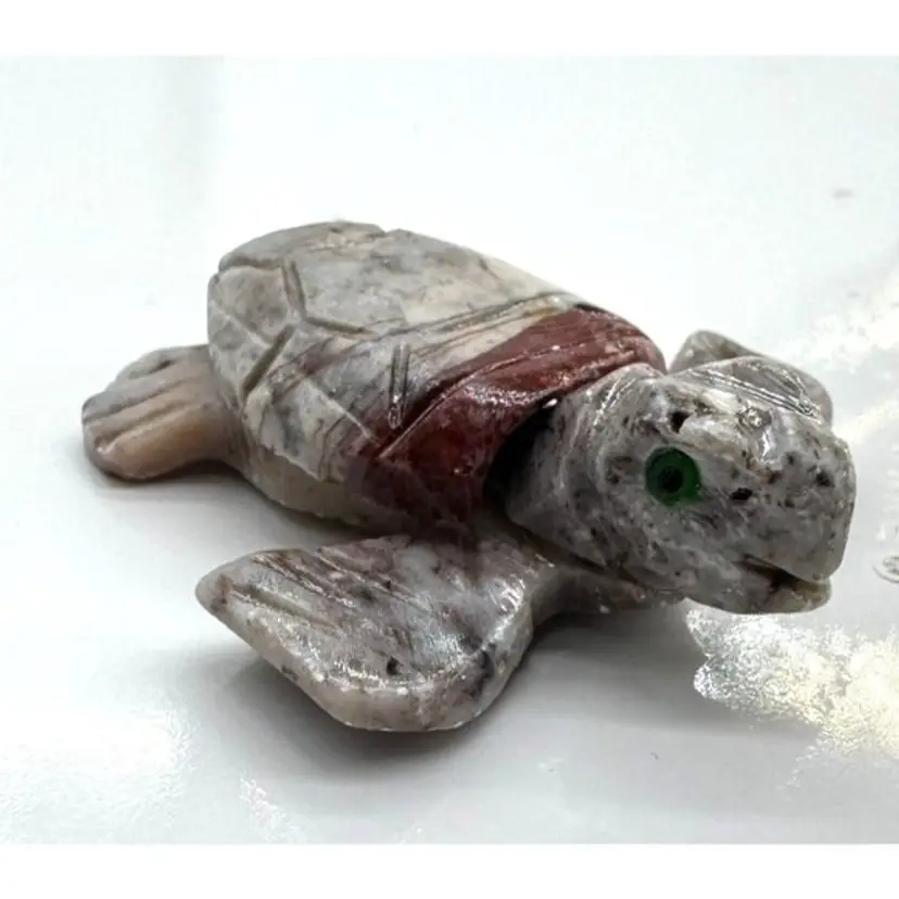 Mini Sea Turtle Figurine Carved Soapstone Handmade In Peru .5" x 1.5" super cute