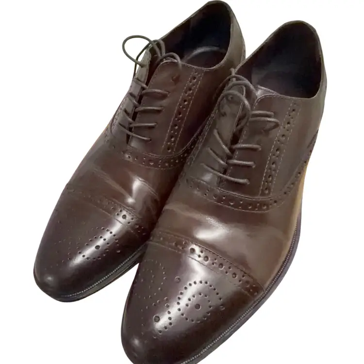 $160 Kenneth Cole Reaction Men's Zac Leather Oxfords in brown 10
