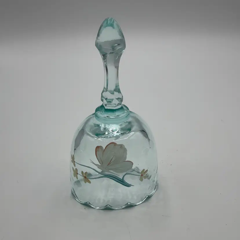 Fenton Aqua Blue Optic Painted Mini Glass Bell AS IS