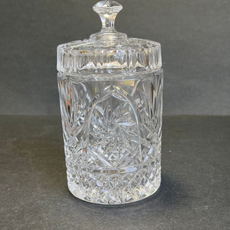 #1532 American Crystal Collection, Clear Crystal Deep Etched Biscuit Barrel With Lid Cookie Jar