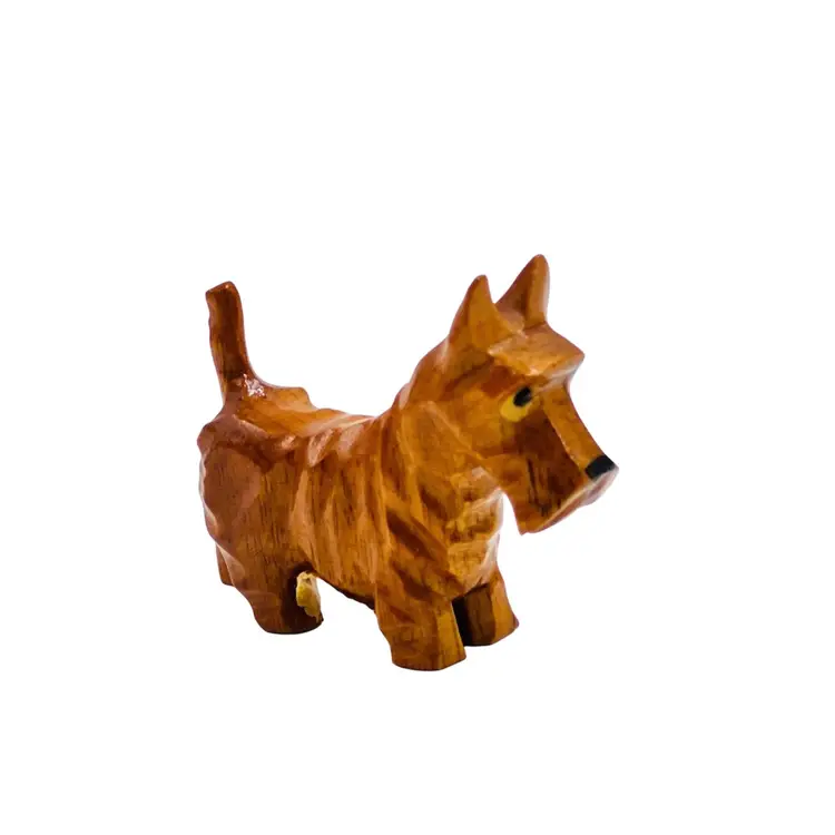 MINIATURE CARVED WOOD SCOTTIE DOG