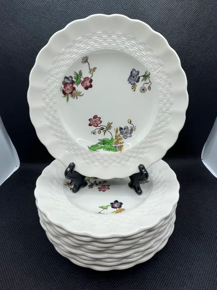 Vintage Bread And Butter Plates Spode Copeland Wicker Lane Basket Weave Pattern