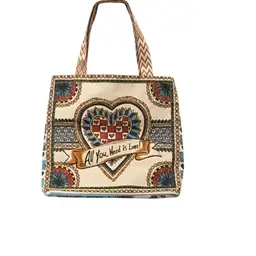 Brighton “All You Need Is Love” Tote Bag 15” X 16” X 8” With Strap 23” Hang