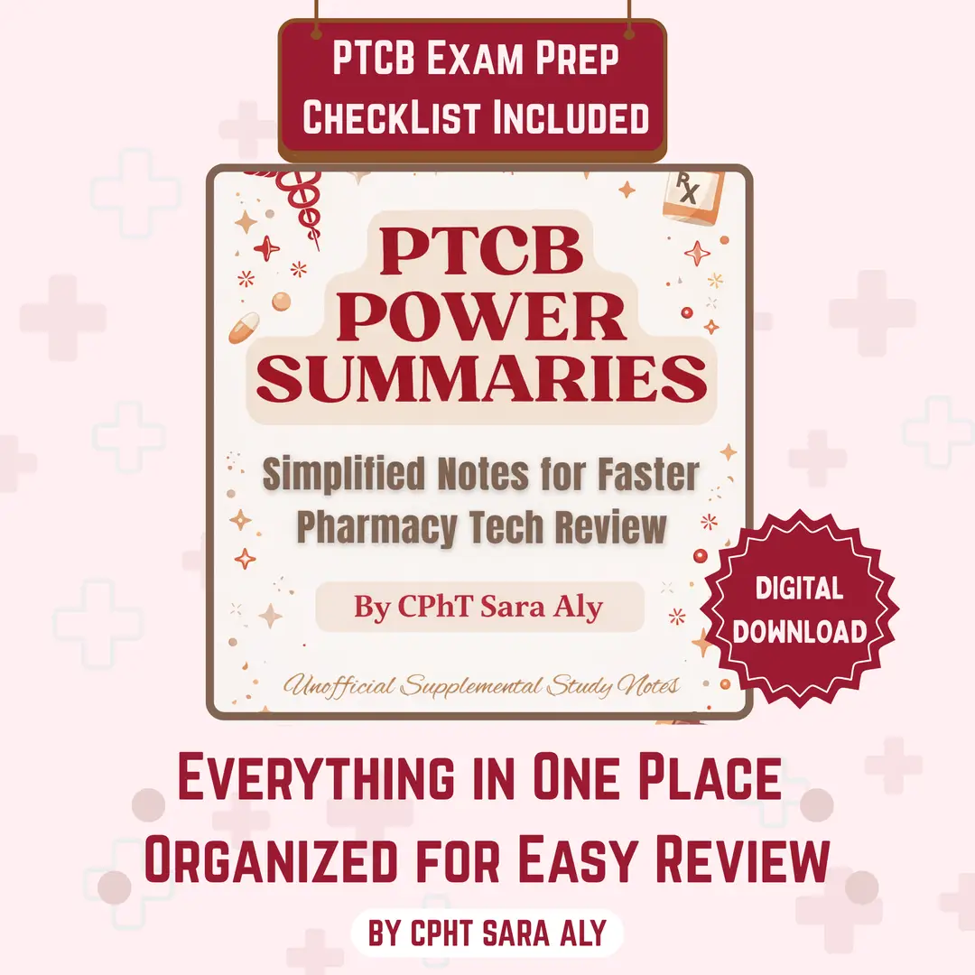 PTCB Power Summaries Binder | Pharmacy Technician Study Guide | PTCE Exam Prep Notes | Study Checklist Included (Digital Download)