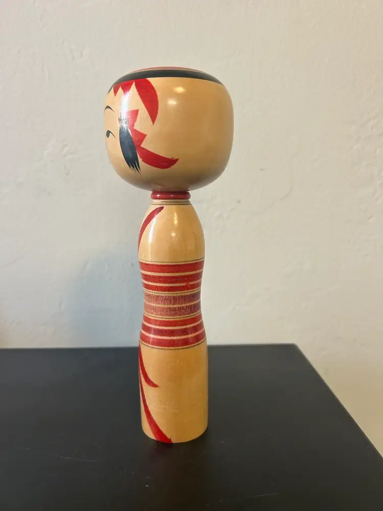 Vtg Large Kokeshi Doll Wooden Japanese Hand Painted Signed 9.5” Tall