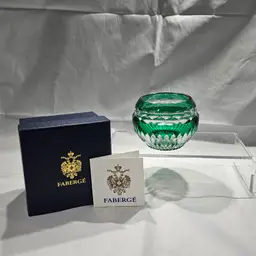 Faberge 'Nadya' Green Crystal Votive - Cut to Clear Glass
