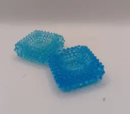 Vintage Fenton Blue Hobnail Glass Open Salt Cellars Set of Two