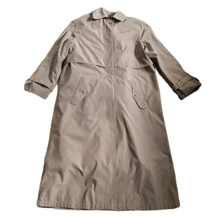 Vintage Light Brown Eddie Bauer Goose Down Trench Coat Jacket Medium Wool Lining