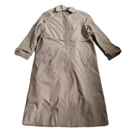 Vintage Light Brown Eddie Bauer Goose Down Trench Coat Jacket Medium Wool Lining