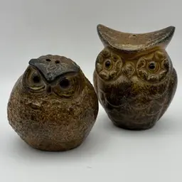 Pottery Owl Salt And Pepper Shakers