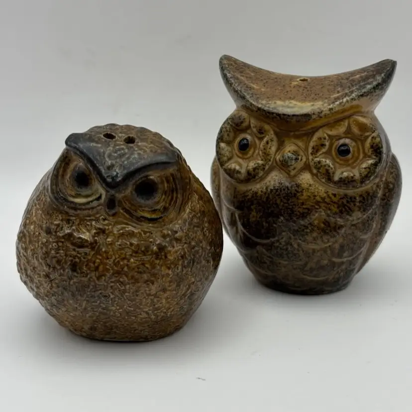 Pottery Owl Salt And Pepper Shakers