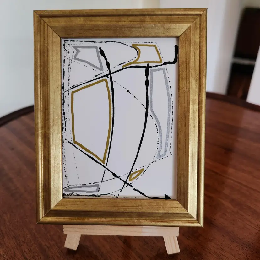 Acrylic Marble Art Painting On Watercolor Paper Original Signed By The Artist Unframed 3"x4"