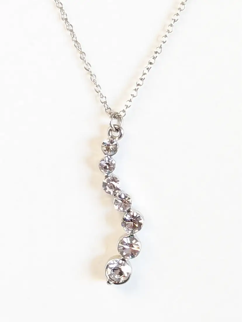 Cubic Zirconia Journey Pendant Silver Tone Necklace