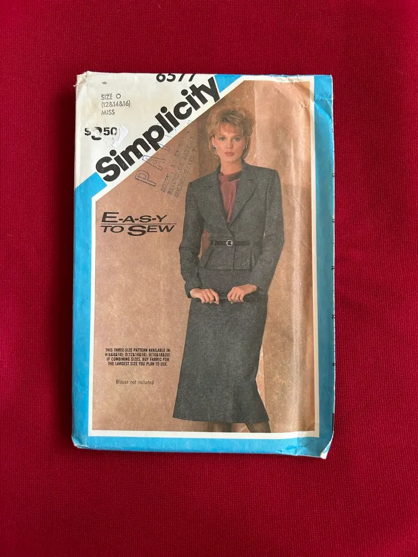 Vtg Simplicity Pattern 6577 Skirt Jacket Misses Sz 12,14,16 Easy To Sew