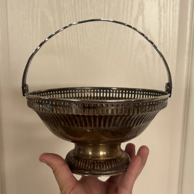 Vintage Silver Plated Pierced Pedestal Basket