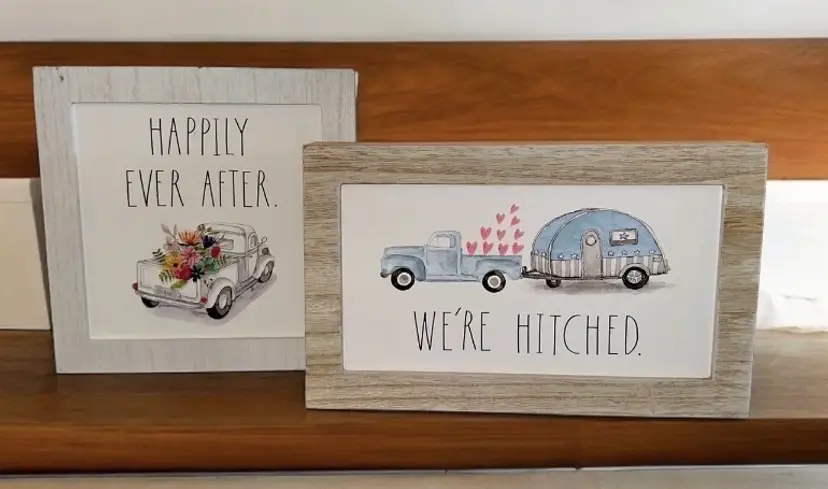 Rae Dunn Wedding/Marriage Themed Pair Of Pictures Wood Wall Decor