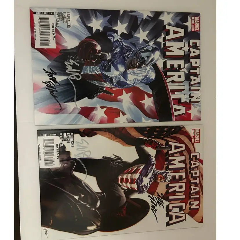 Captain America 34 Mavel Comic 2008 First Bucky As Cap Signed By Steve Epting And Ed Brubaker Both Covers
