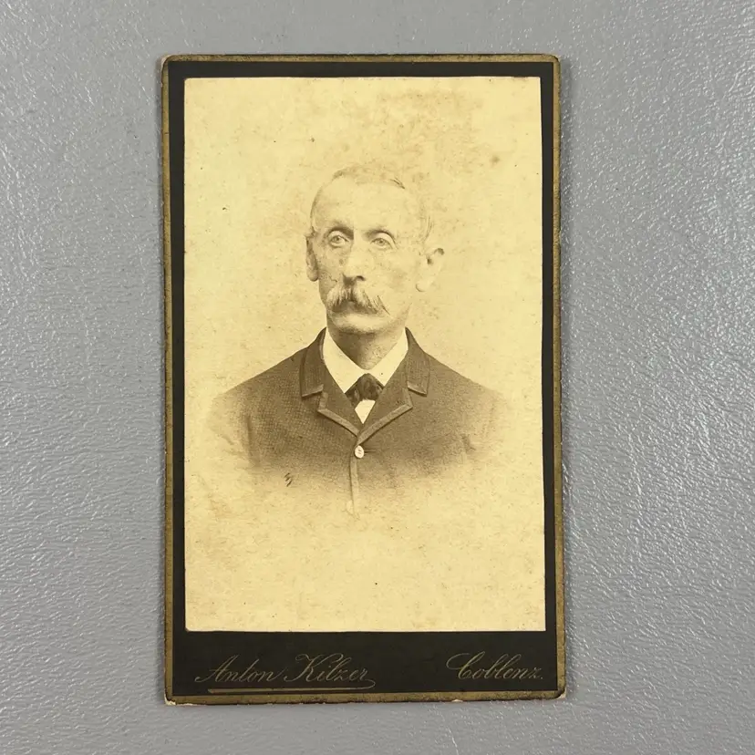 Antique Cabinet Card 4x6" Photo Man In Suit Large Mustache Coblenz Germany