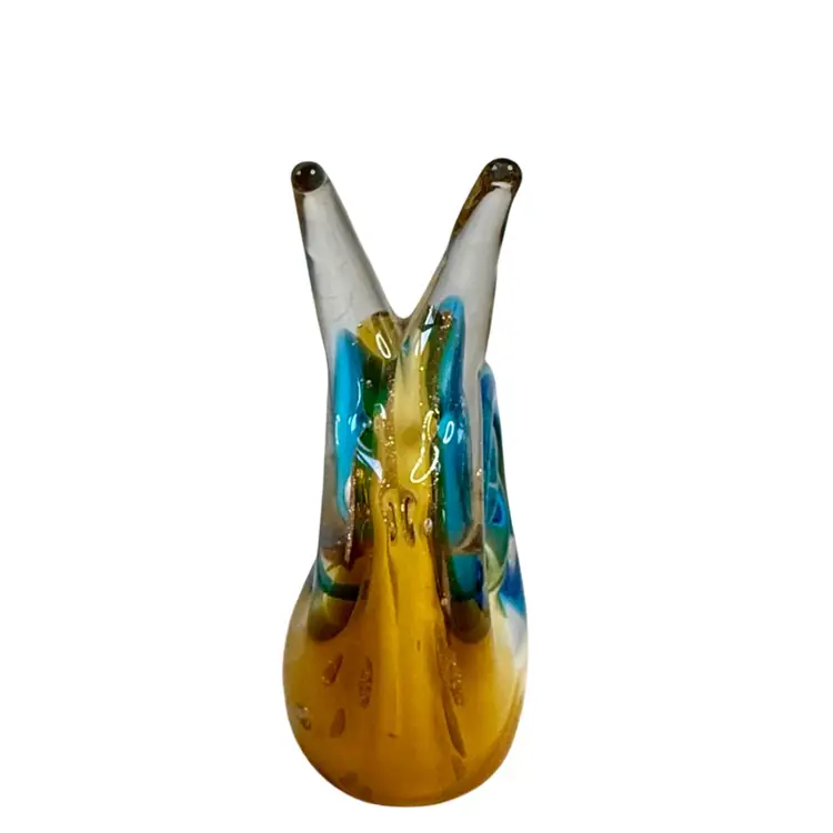 Art Glass Snail Figurine Paperweight Turquoise White Golden Brown W/Adventurine
5” T x 4-1/2” L x 2” W