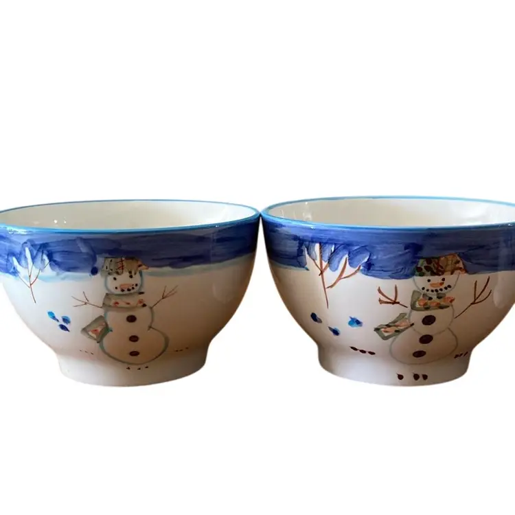 Vintage 5 1/4” Snowman Serving Bowls - Lot Of 4.