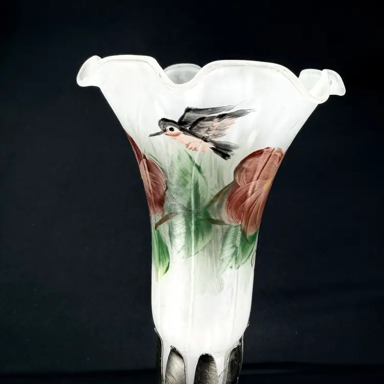 Hand Painted Bird And Floral Lamp As Is