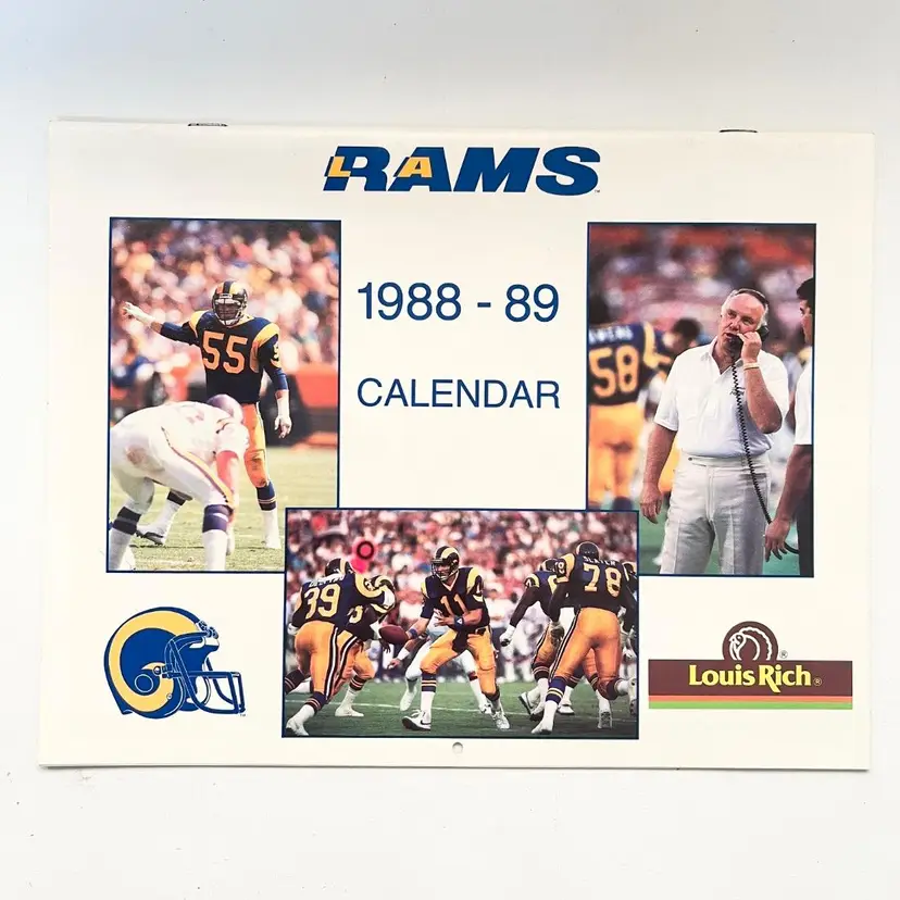 1988-89 Los Angeles Rams NFL Football Calendar Charles White Jim Everett John Robinson Vintage 1980s