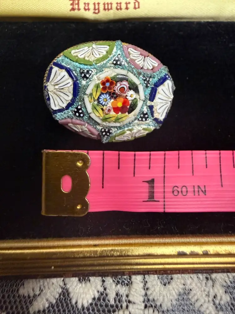Vintage Micro Mosaic Oval Brooch- Stunning Colors - Call Out