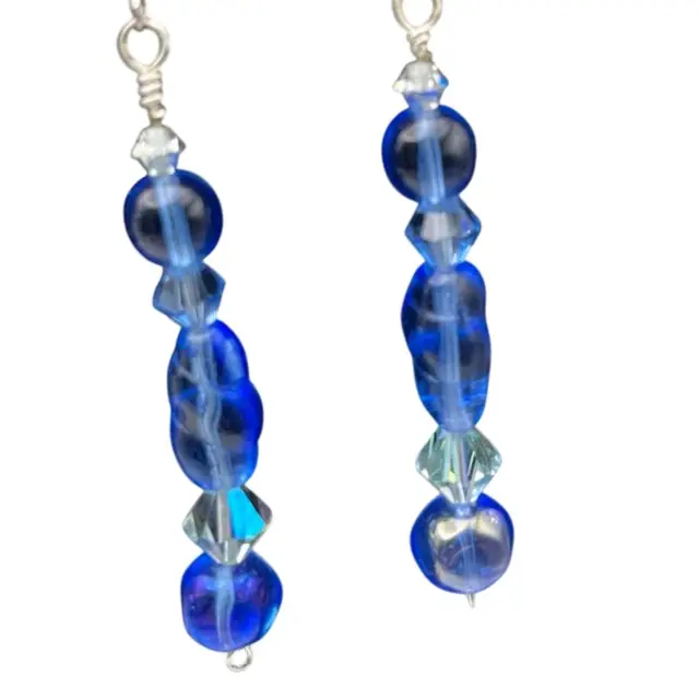 Light Blue Vintage Pressed Glass Earrings