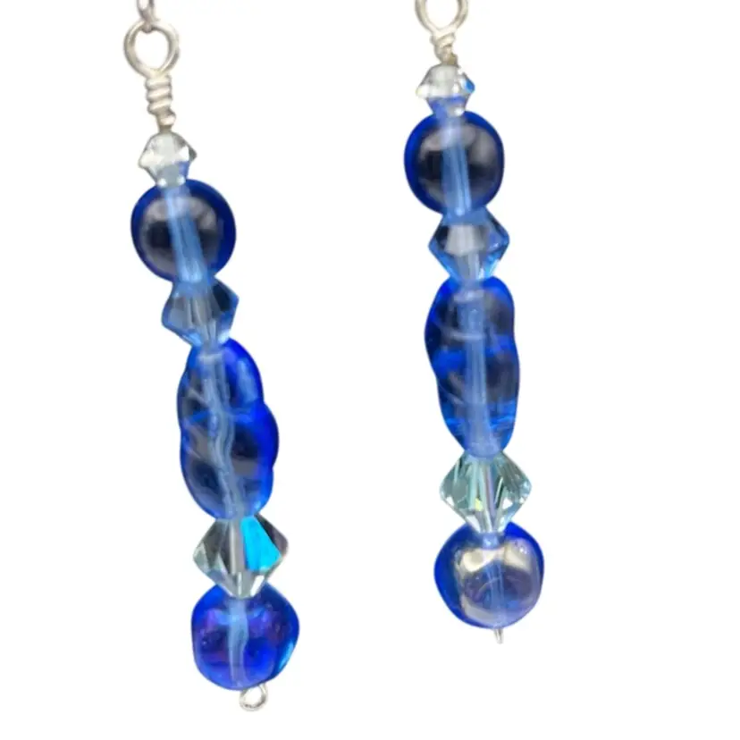 Light Blue Vintage Pressed Glass Earrings