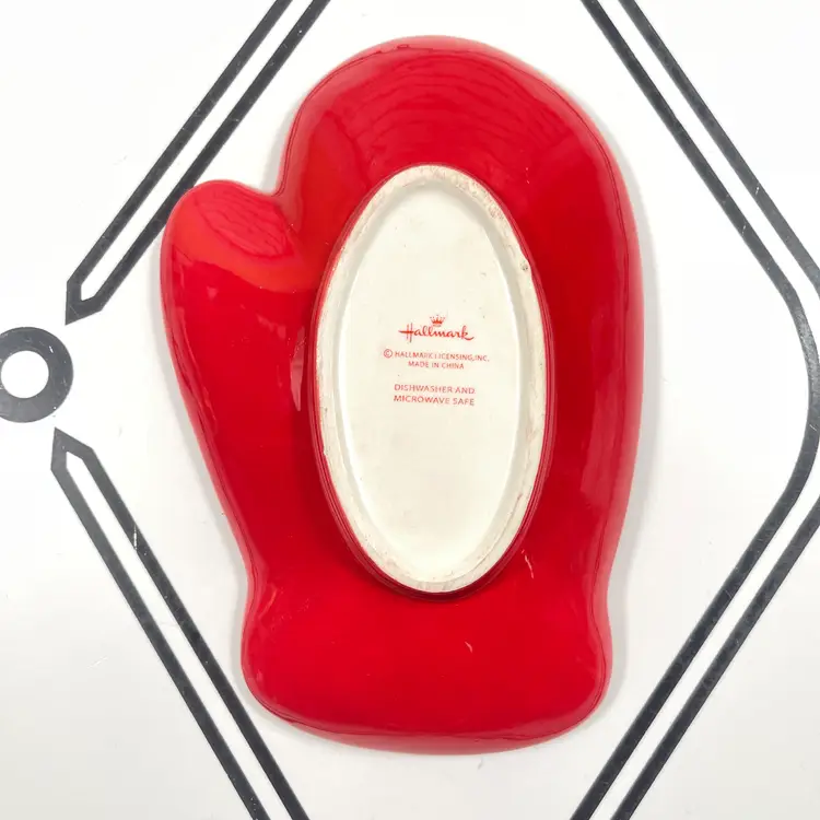 Hallmark Ceramic Mitten Candy/Nut Dish, Holiday Decor Tray