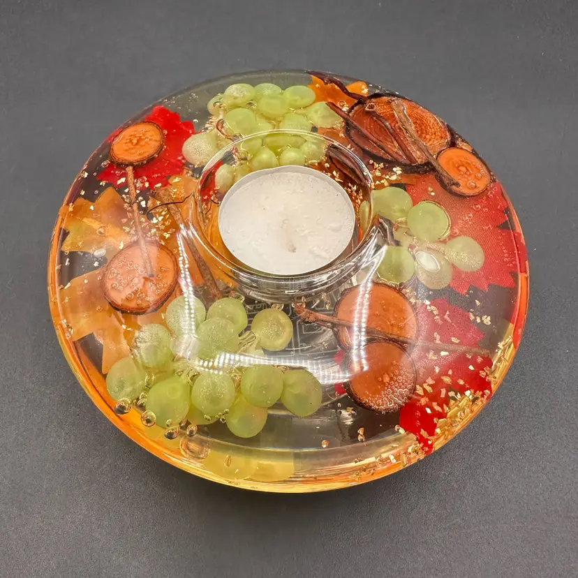 Gilde Dreamlight (Traumlicht) Art Glass Tea Light Holder, Original Sticker, Unused 5”W 2”T