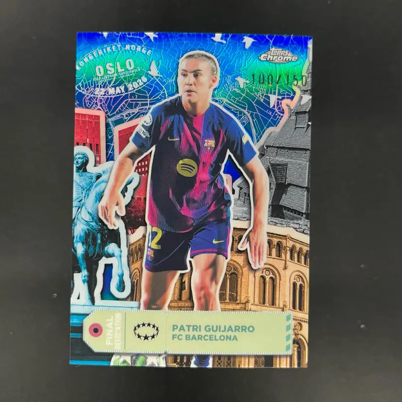Patri Guijarro 2025/26 Topps Chrome UWCL Final Destination Blue /150 Barcelona Soccer Card