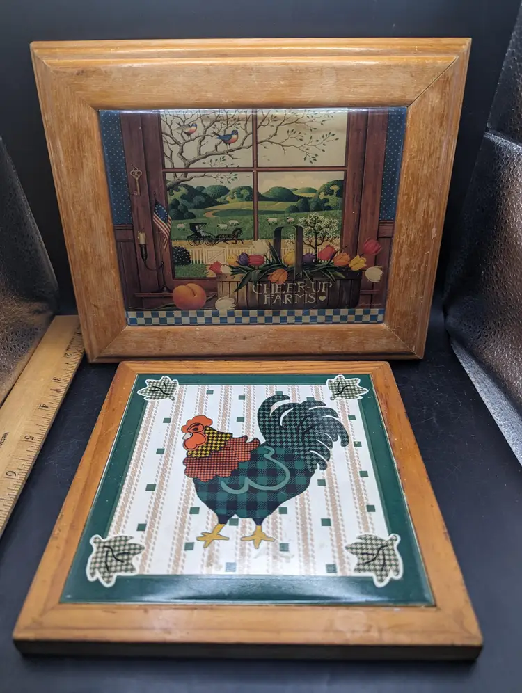 Vintage Rustic Farmhouse Wall Trivet Art Set