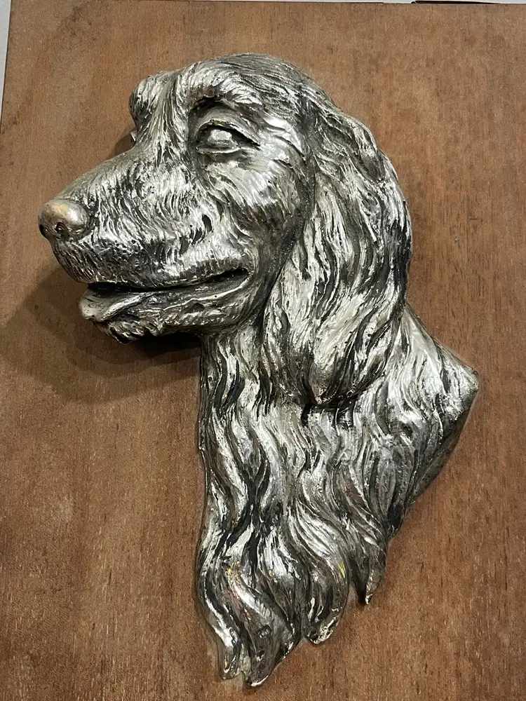 Vintage Heavy Wood Metal Cocker Spaniel 3D Dog Head Decorative Wall Art Plaque
