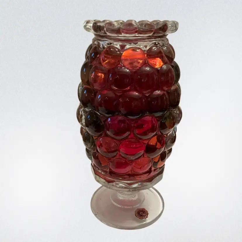 2-piece Westmoreland Thousand Eye Ruby Flashed Crystal Footed Fairy Light 6.5” x 3”